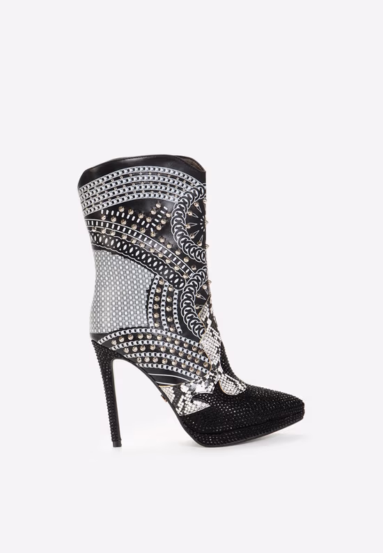 Botine cu toc subtire negre Destiny
