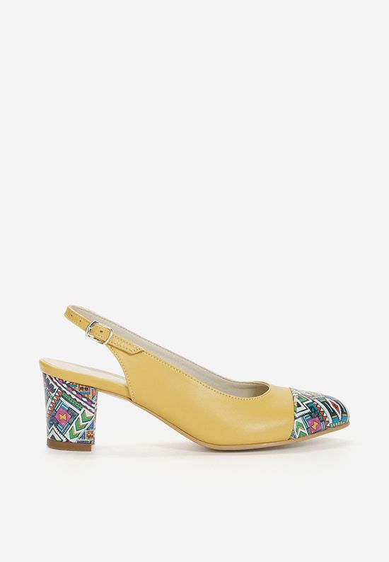 Pantofi cu toc gros piele Anaida galbeni
