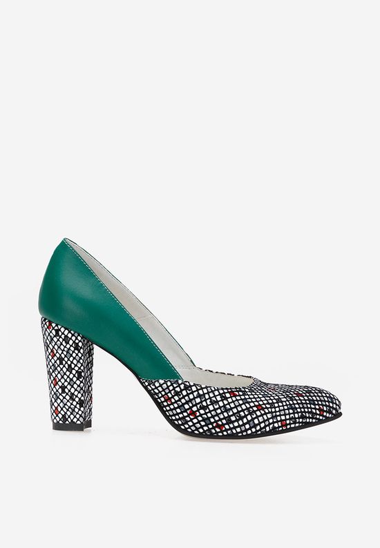 Pantofi cu toc gros piele Maya verzi