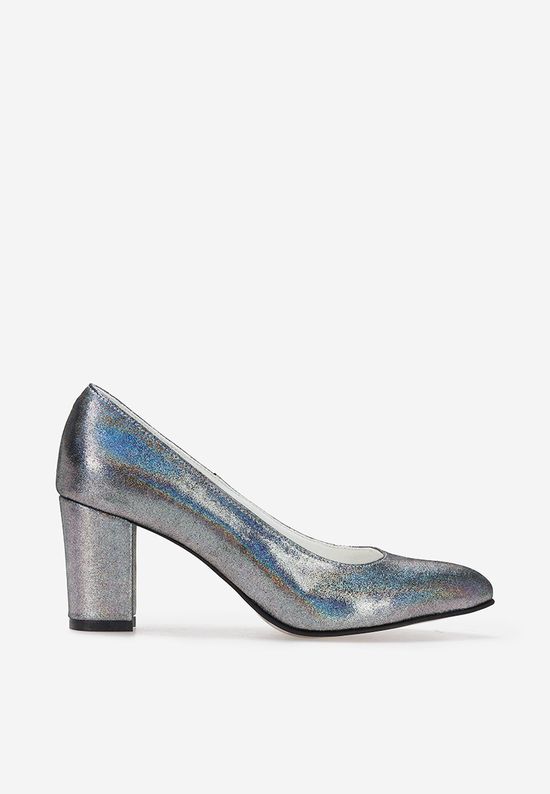 Pantofi cu toc gros eleganti Cleopatra gri