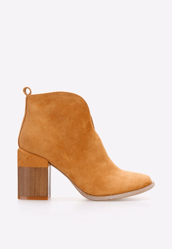Botine cu toc gros Beires camel