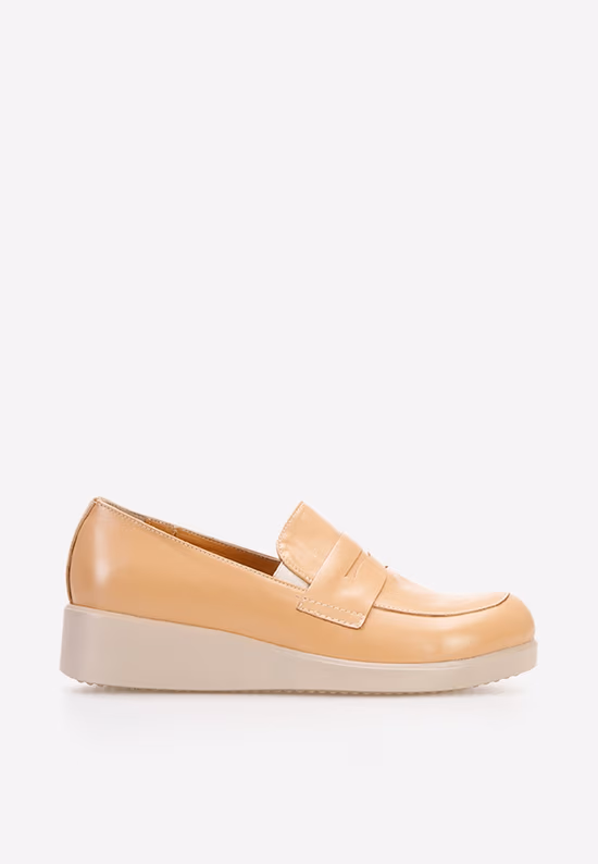 Mocassini con zeppa beige Gessi