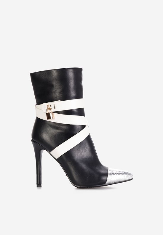 Botine cu toc subtire Linesa negre