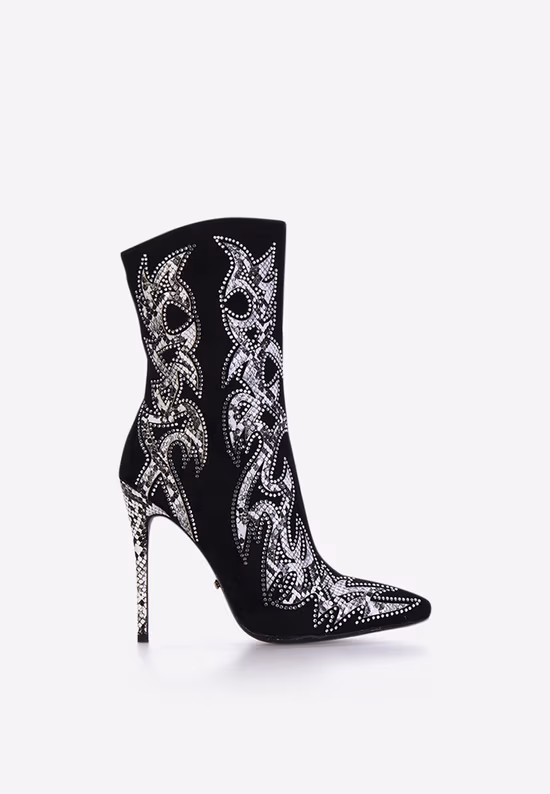 Botine cu toc subtire negre Estilo