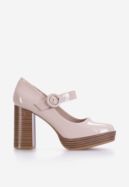 Pantofi cu toc lacuiti nude Gabia