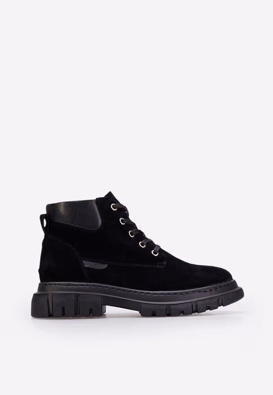 Bottines plates en cuir femme noires Aiqua