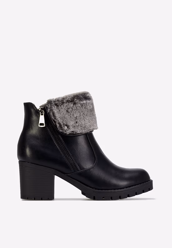 Botine cu toc gros negre Valla