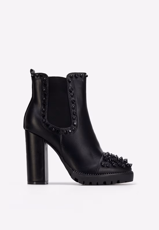 Botine cu toc gros negre Sadine