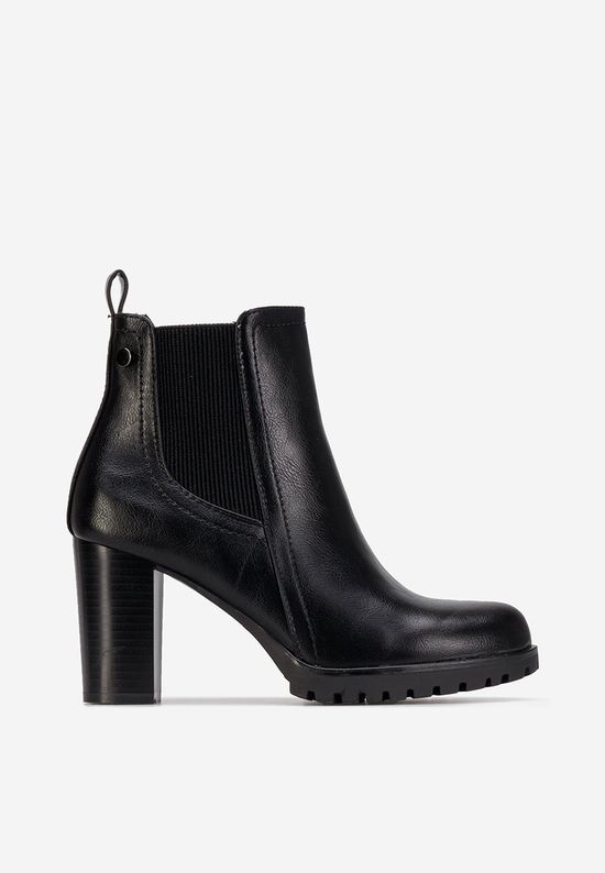 Botine cu toc gros negre Usiena