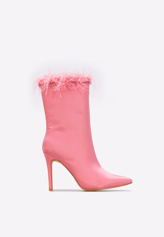 Botine cu toc subtire Aliseda roz