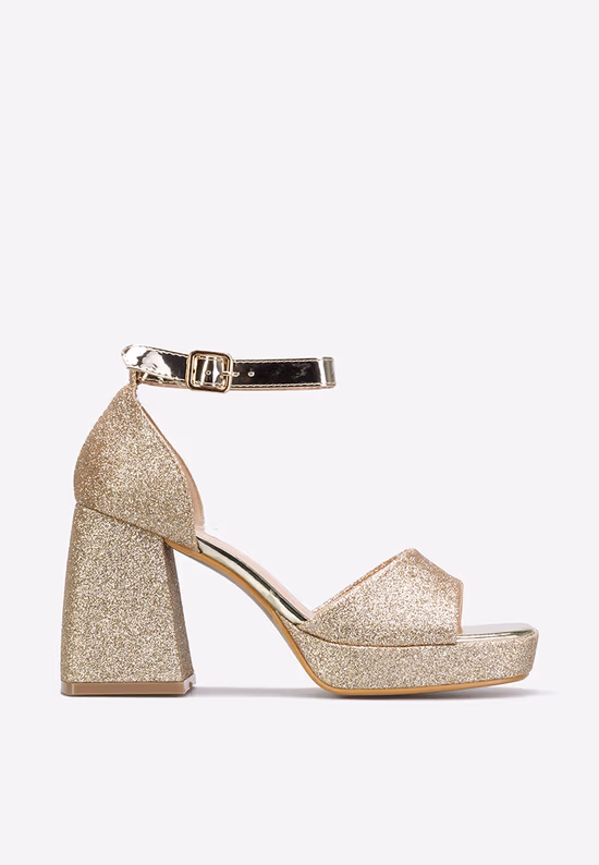 Sandale elegante cu toc gros Roda aurii