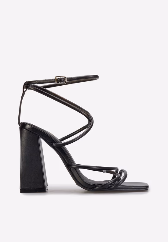 Sandale cu toc gros Karine negre V2