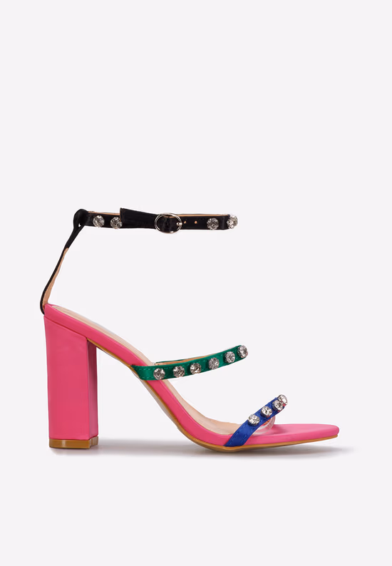 Sandale cu toc gros Irish fucsia