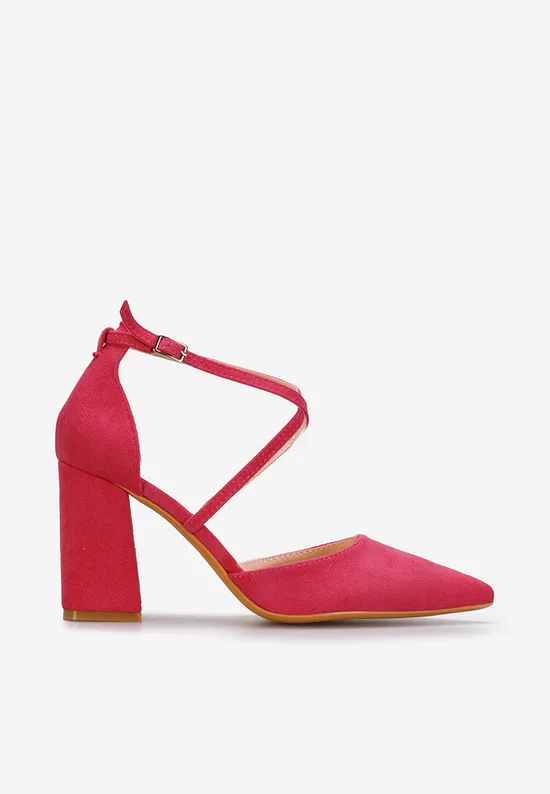 Pantofi cu toc gros Demitra fucsia