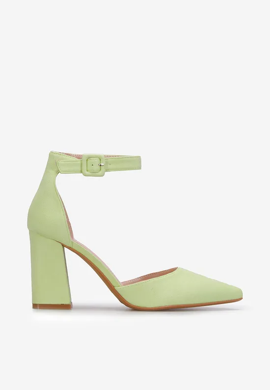 Pantofi cu toc gros Freya lime