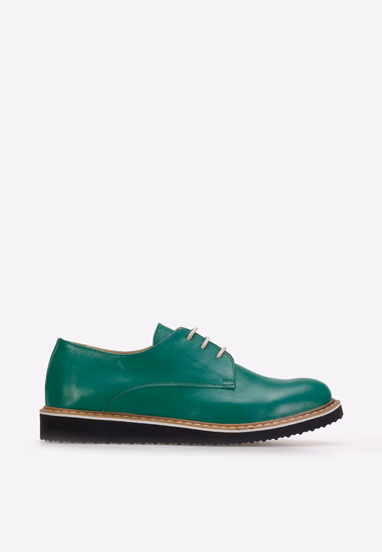 Pantofi derby piele Casilas verzi
