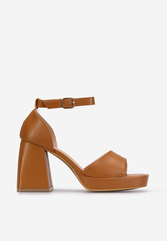 Sandale cu toc gros Alexaria V2 camel