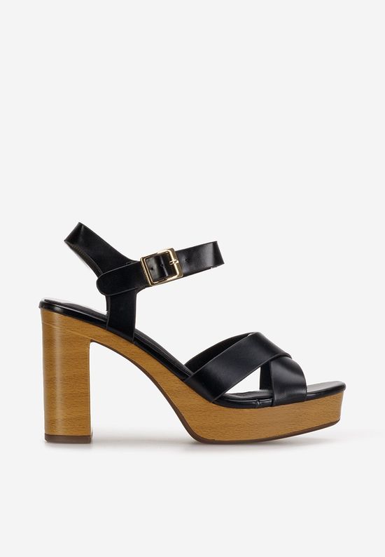 Sandale cu toc gros Grita negre