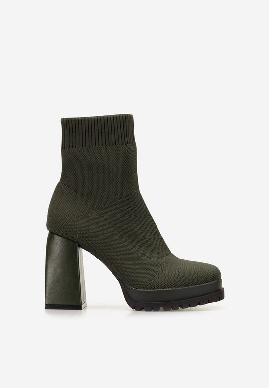 Botine cu toc gros Evota verzi