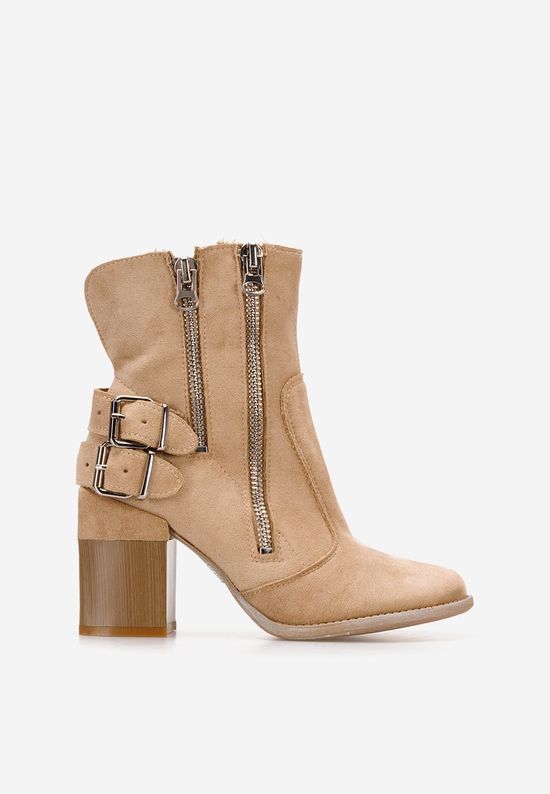 Botine cu toc gros Laroya V2 kaki