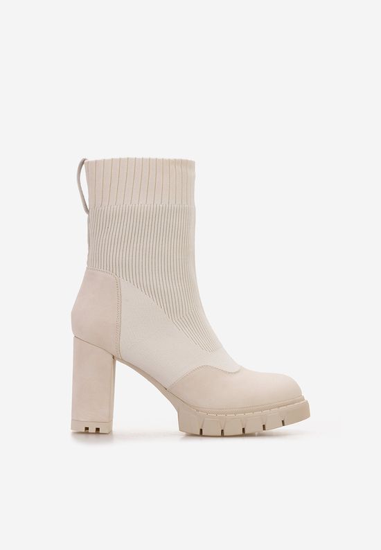 Botine cu toc gros Opimia bej