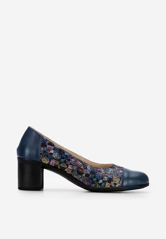 Pantofi cu toc gros piele Judy V2 multicolori