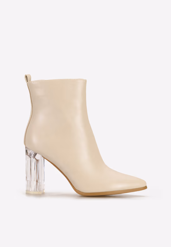 Botine cu toc gros Arilea bej