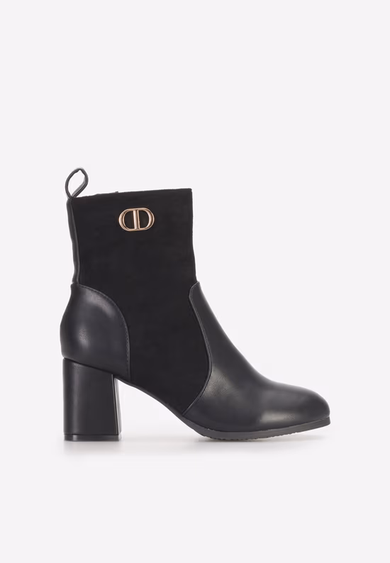 Botine cu toc gros Sariah negre