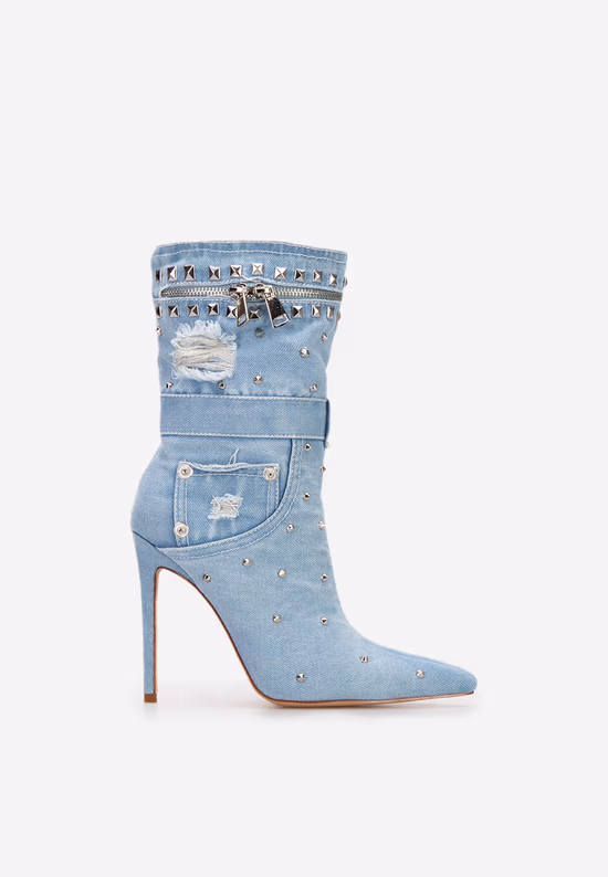 Botine cu toc subtire Azzaro albastre