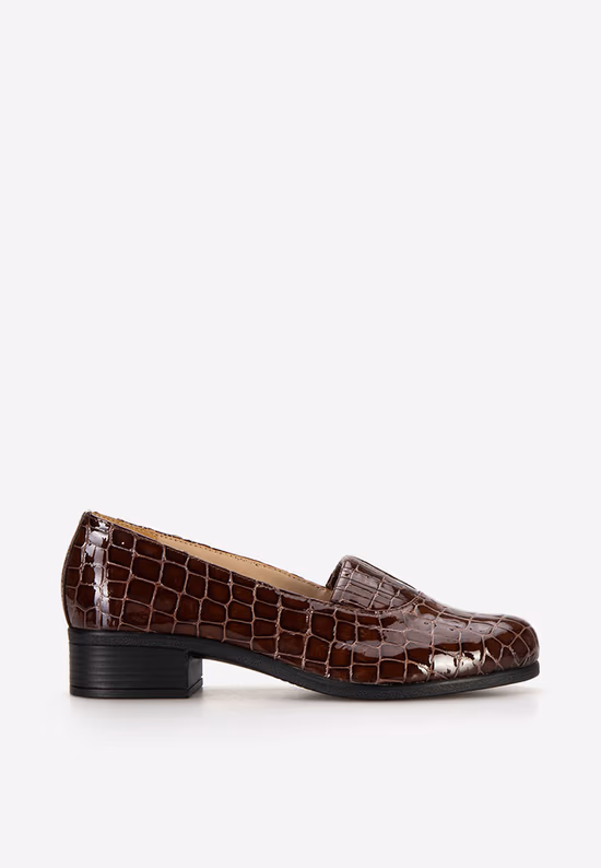Pantofi cu toc gros piele Lofty V3 maro
