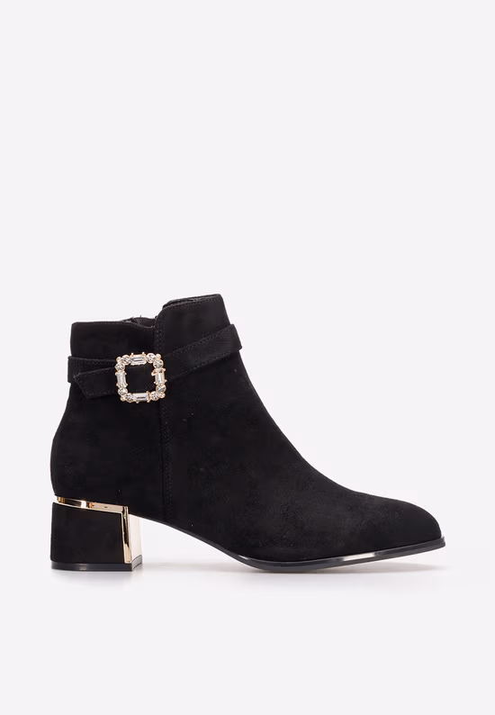 Botine cu toc gros Freina negre