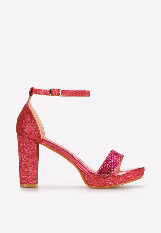 Sandale cu toc gros si platforma Amerie fucsia