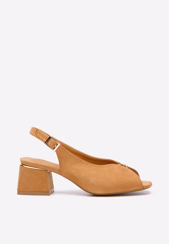 Sandale cu toc gros Amary V2 camel