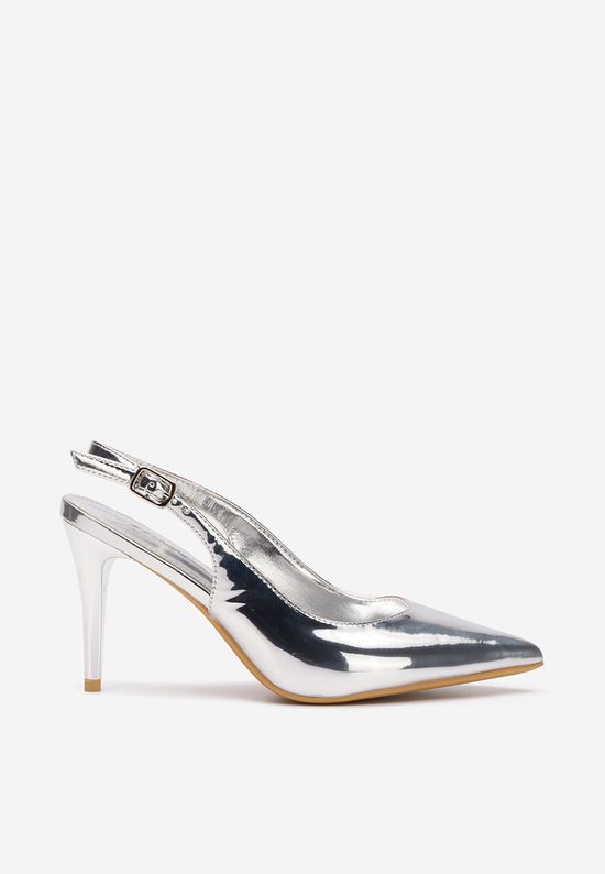 Ασημί γόβες στιλέτο slingback Sheria V2
