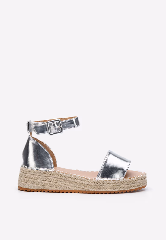 Srebrne sandały espadryle Vicky