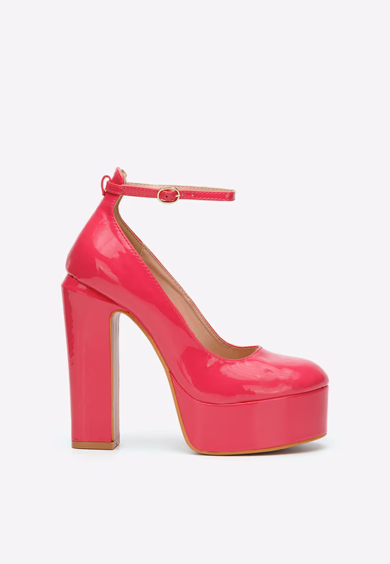 Pantofi cu toc gros si platforma Matea fucsia
