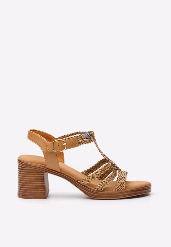 Sandale cu toc gros Stacie kaki