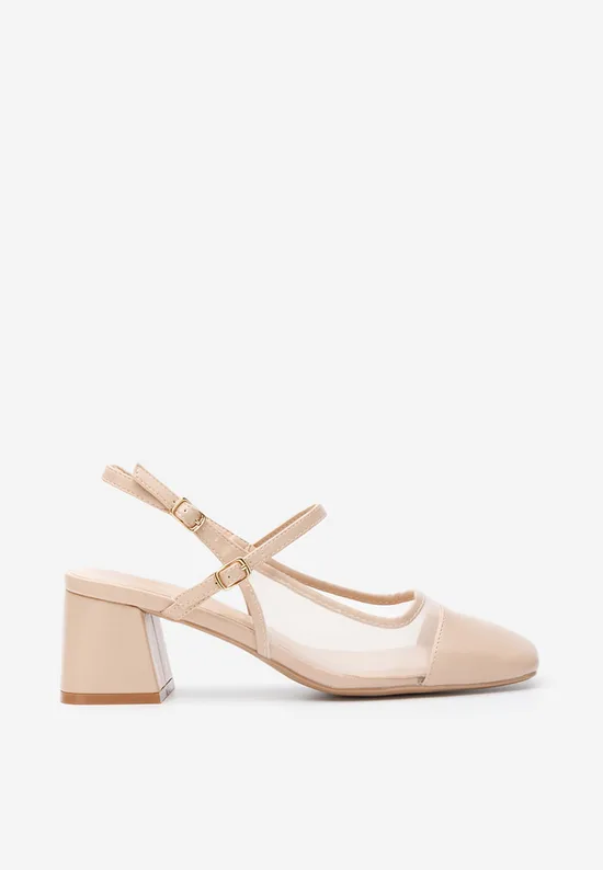Pantofi cu toc gros Jalia nude