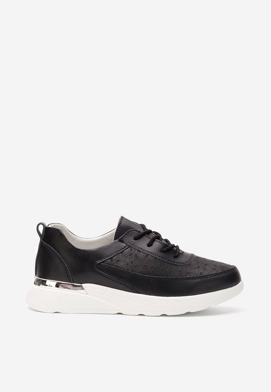 Μαύρα δερμάτινα sneakers γυναικεία Calyse