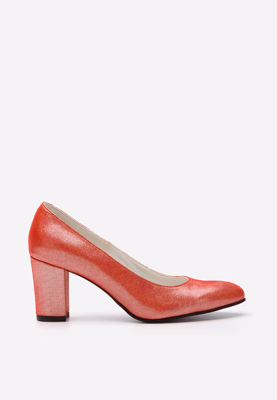 Pantofi cu toc gros eleganti Cleopatra rosii