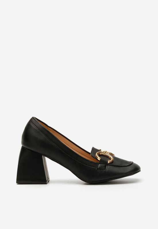 Pantofi cu toc gros Lidia negri