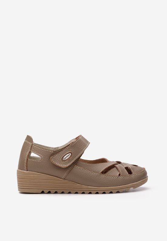 Khaki skórzane baleriny Simisa
