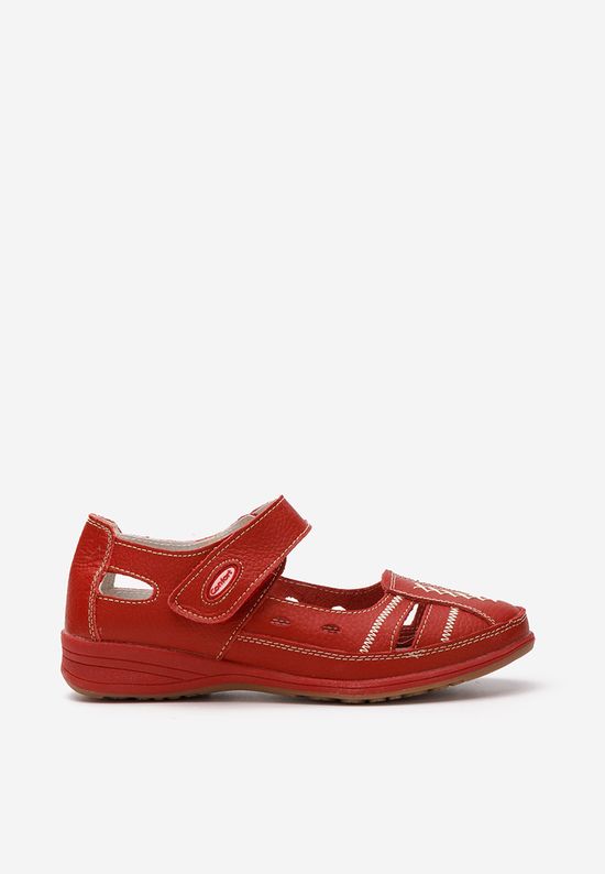 Balerini piele rosii Deby
