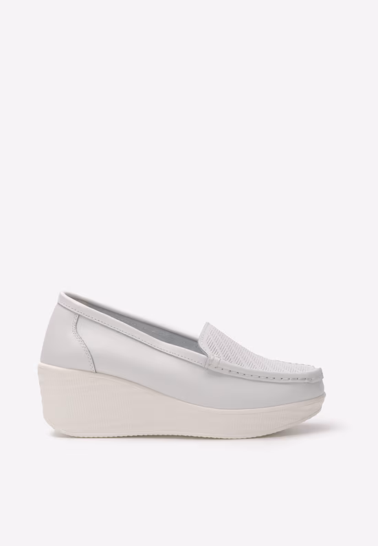 Mocassini donna in pelle bianchi Tangelo