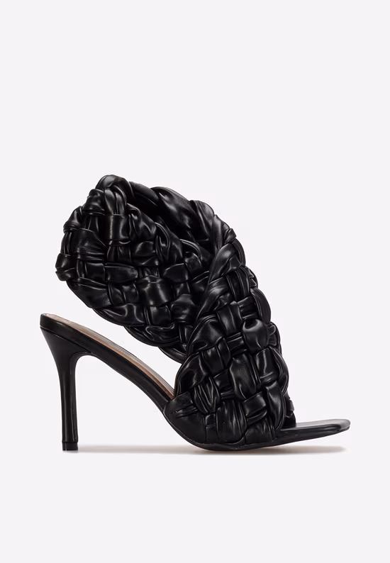 Sandale cu toc subtire negre Hungueria