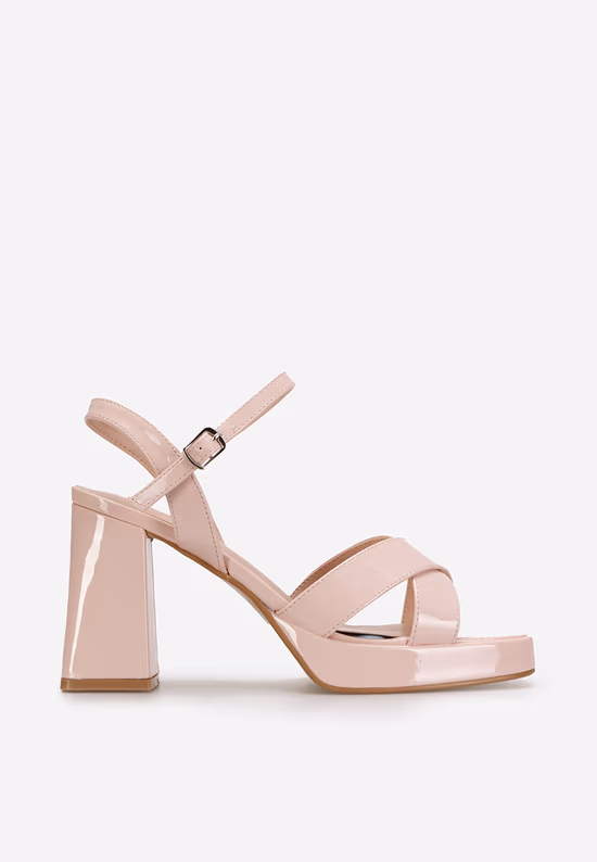 Sandale cu toc gros Heidi nude