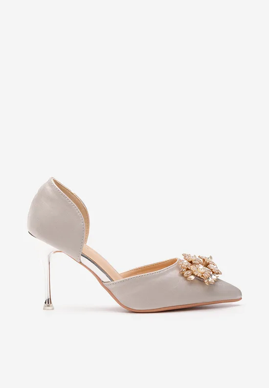 Pantofi cu toc eleganti Amina argintii