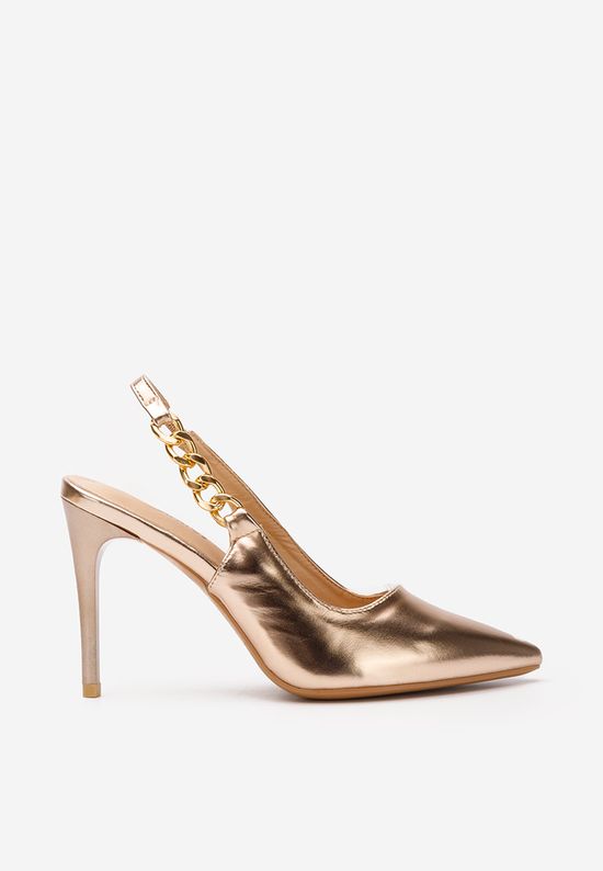 Pantofi cu toc eleganti champagne Elemia