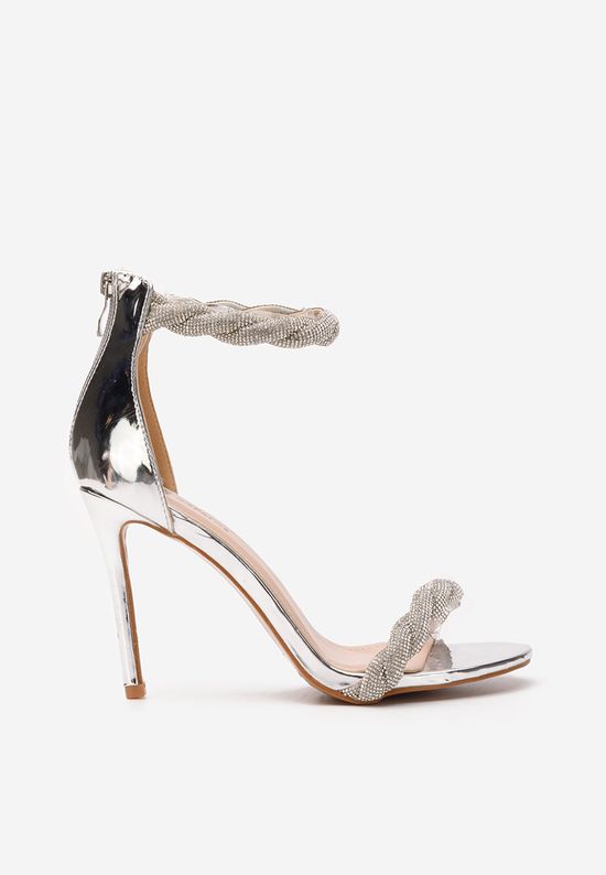 Sandale elegante cu toc Melia argintii