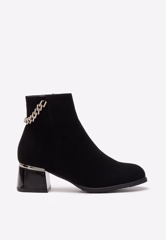 Botine cu toc gros Kailena negre